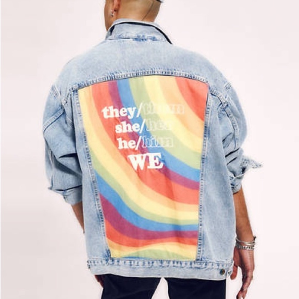 Levi’s Jean Jacket LGBTQ+ Pride Liberation Trucker Denim Jacket Pronouns